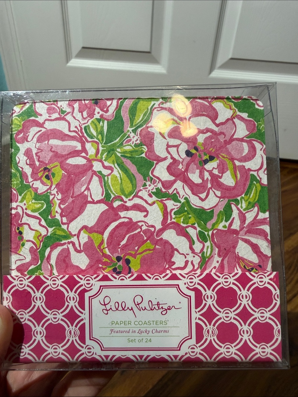 Lilly Pulitzer Pink & Green Floral Set of 24 Paper Coasters